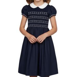Anavini Navy Smock Dress Girls Size 7